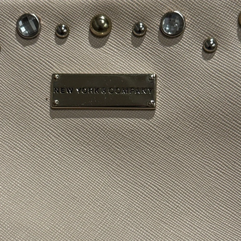 New York & Company Cream Studded Wristlet